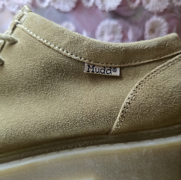 SOLDMudd Sara Shoes Vintage 90s Y2K Chunky Lug Platform Tan Suede Leather Size 9 - Picture 8 of 10